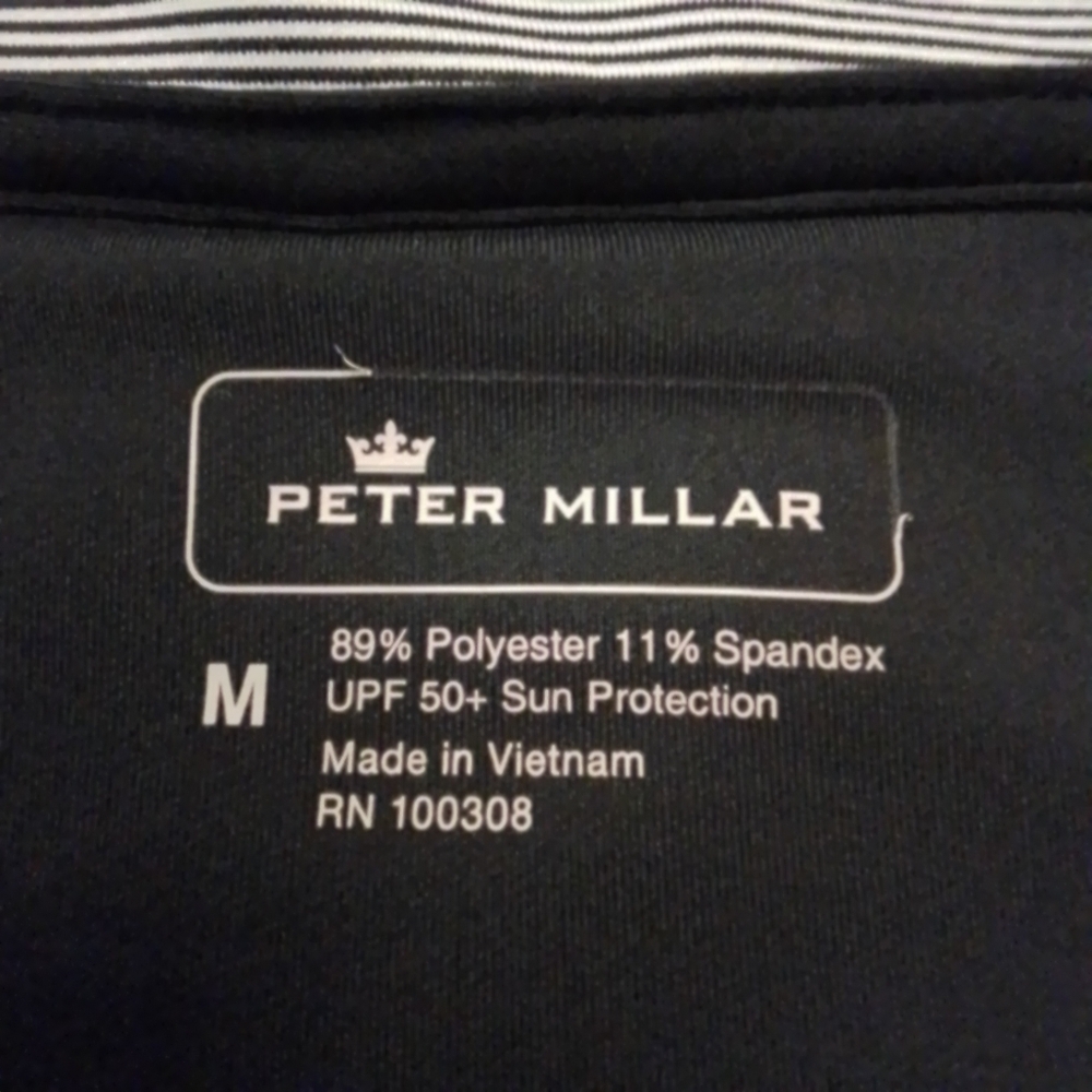 Peter Millar Boston College Black & White Striped Quarter Zip Jacket - M - Picture 7 of 10